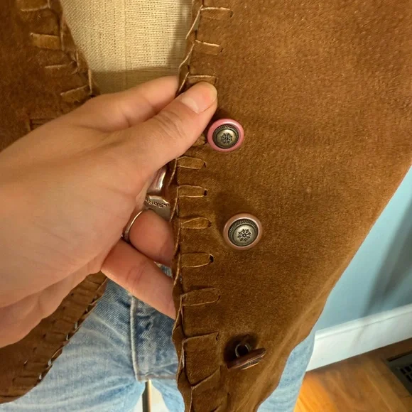 BB Dakota Leather vintage suede Vest Brown sz medium - Picture 2 of 7